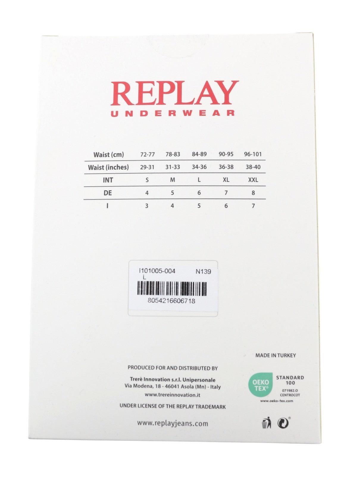 REPLAY Men Underwear L Blue Elastic Waist Cotton Stretch Trunks 2 Pack