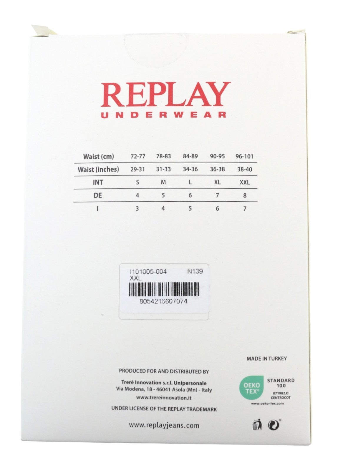 REPLAY Men Underwear 2XL Blue Elastic Waist Cotton Stretch Trunks 2 Pack