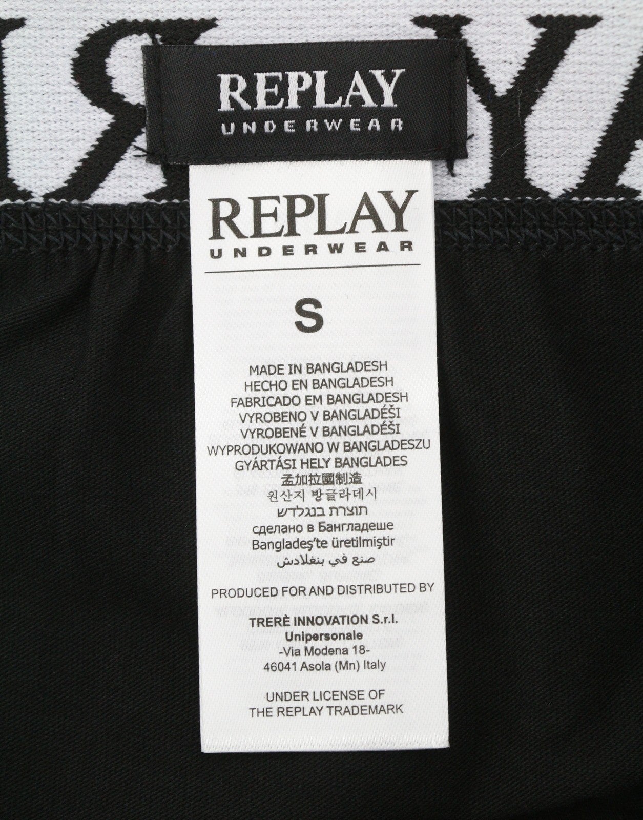 REPLAY Men Underwear S Black Elastic Waist Cotton Stretch Trunks 2 Pack