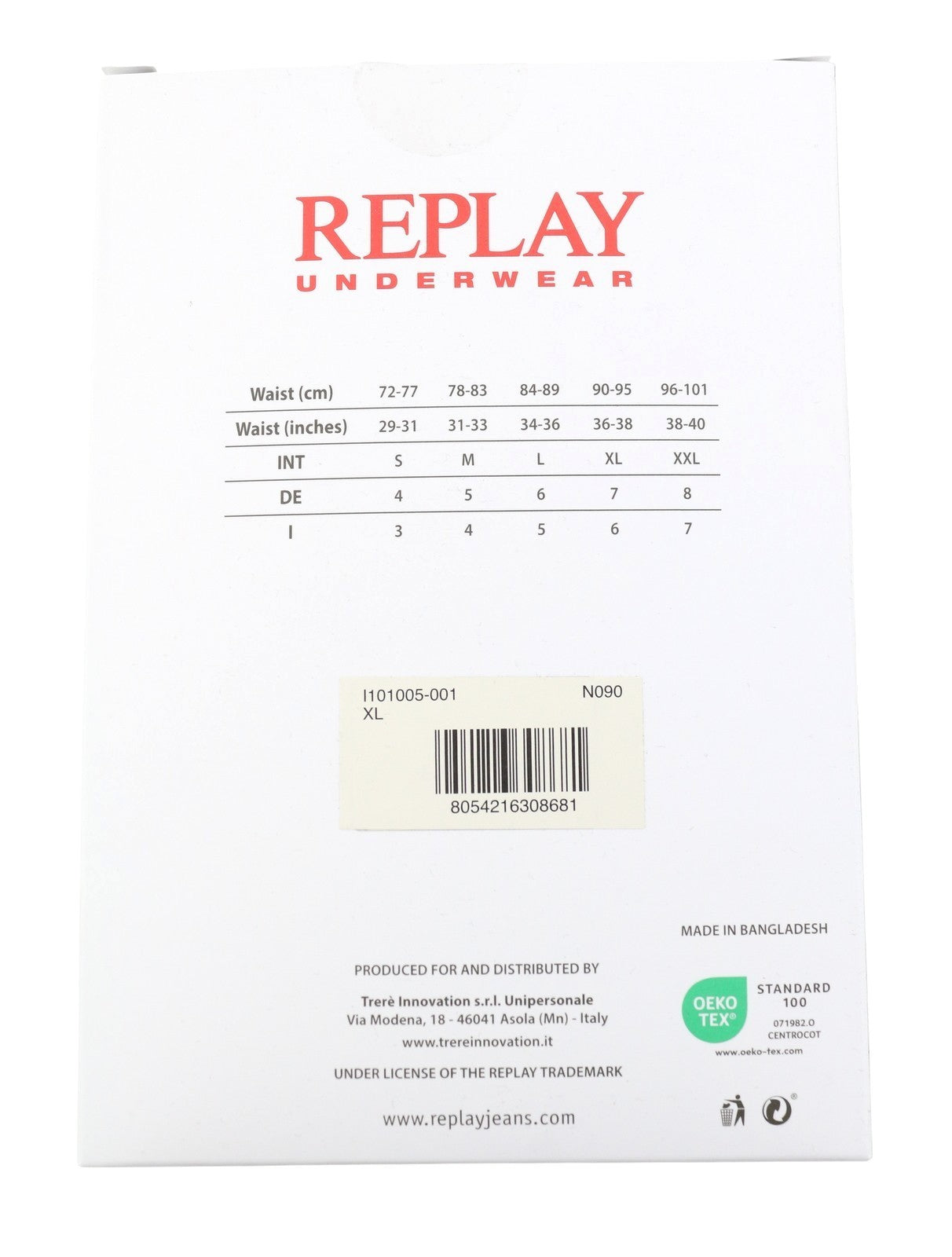 REPLAY Men Underwear XL Black Elastic Waist Cotton Stretch Trunks 2 Pack