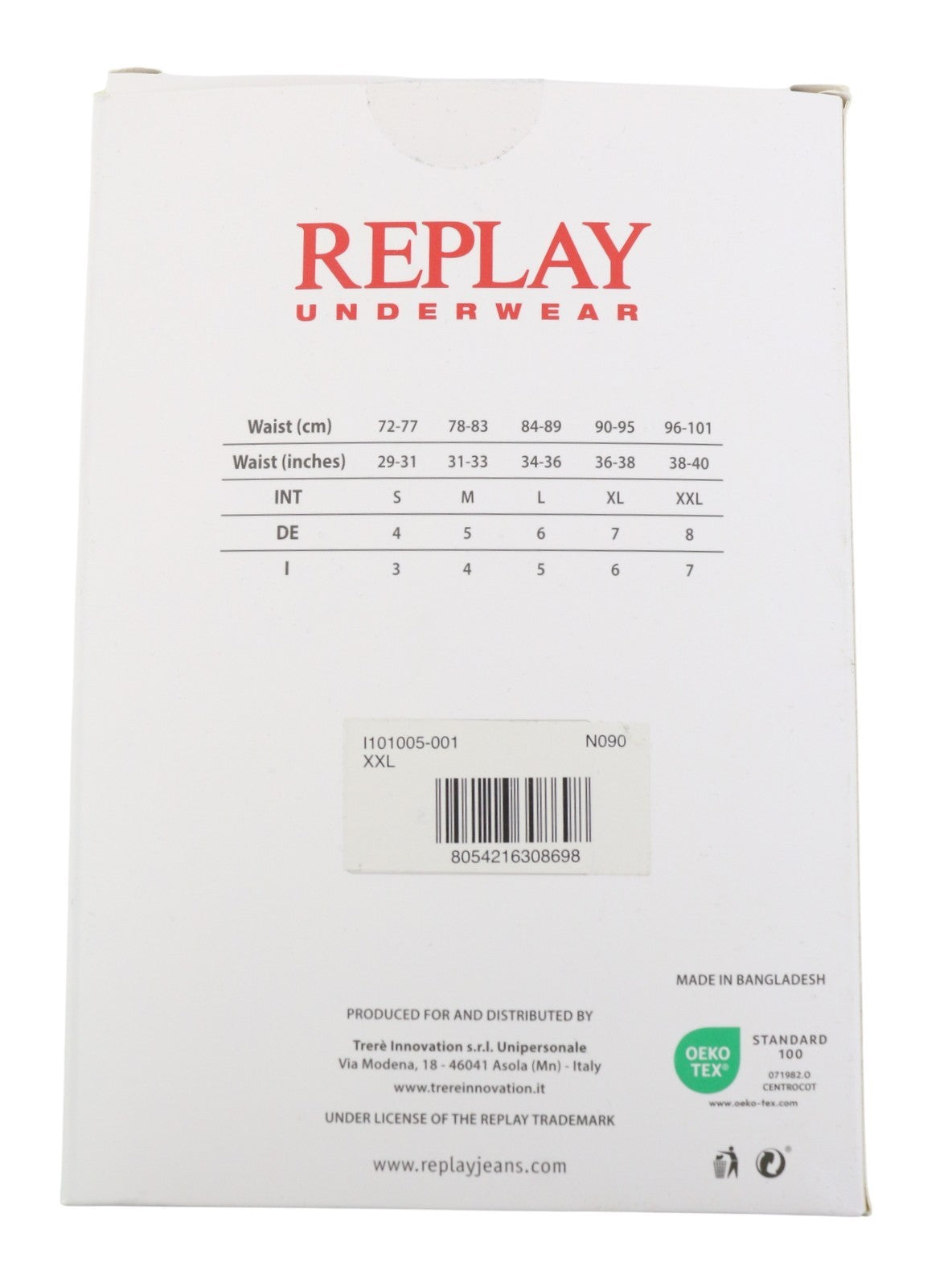 REPLAY Men Underwear 2XL Black Elastic Waist Cotton Stretch Trunks 2 Pack