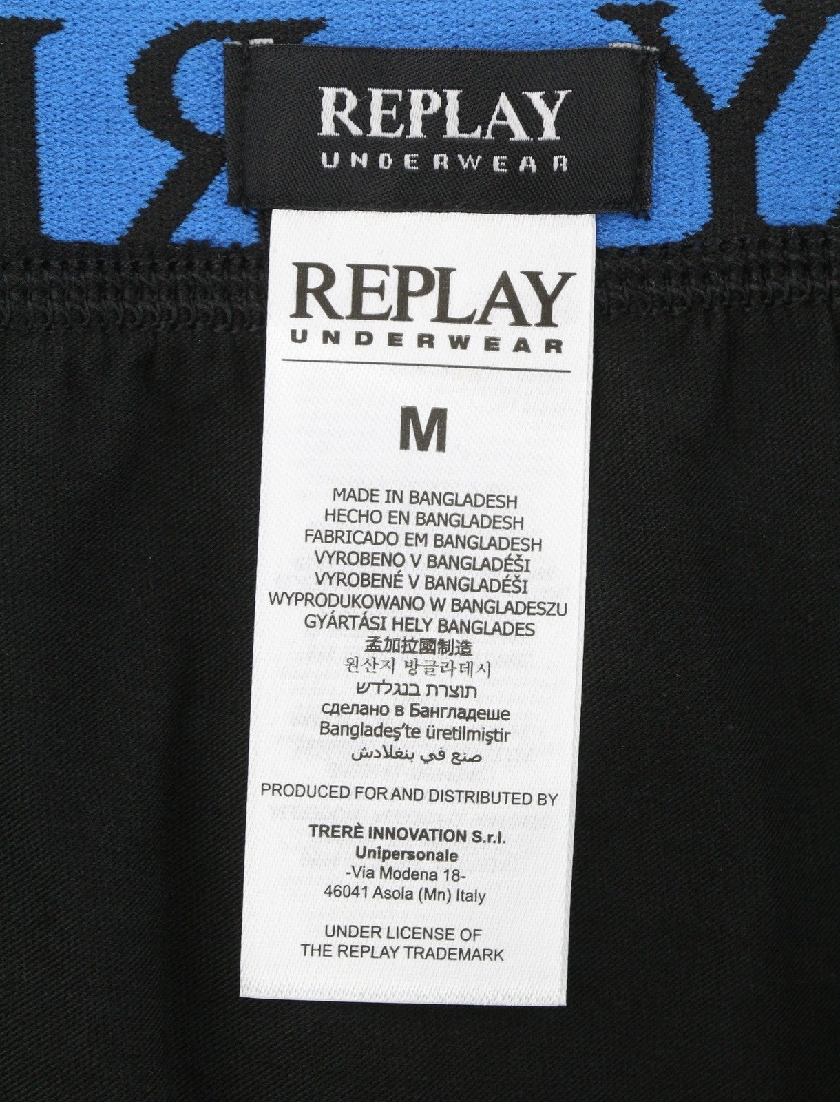 REPLAY Men Underwear M Black Elastic Waist Cotton Stretch Trunks 2 Pack