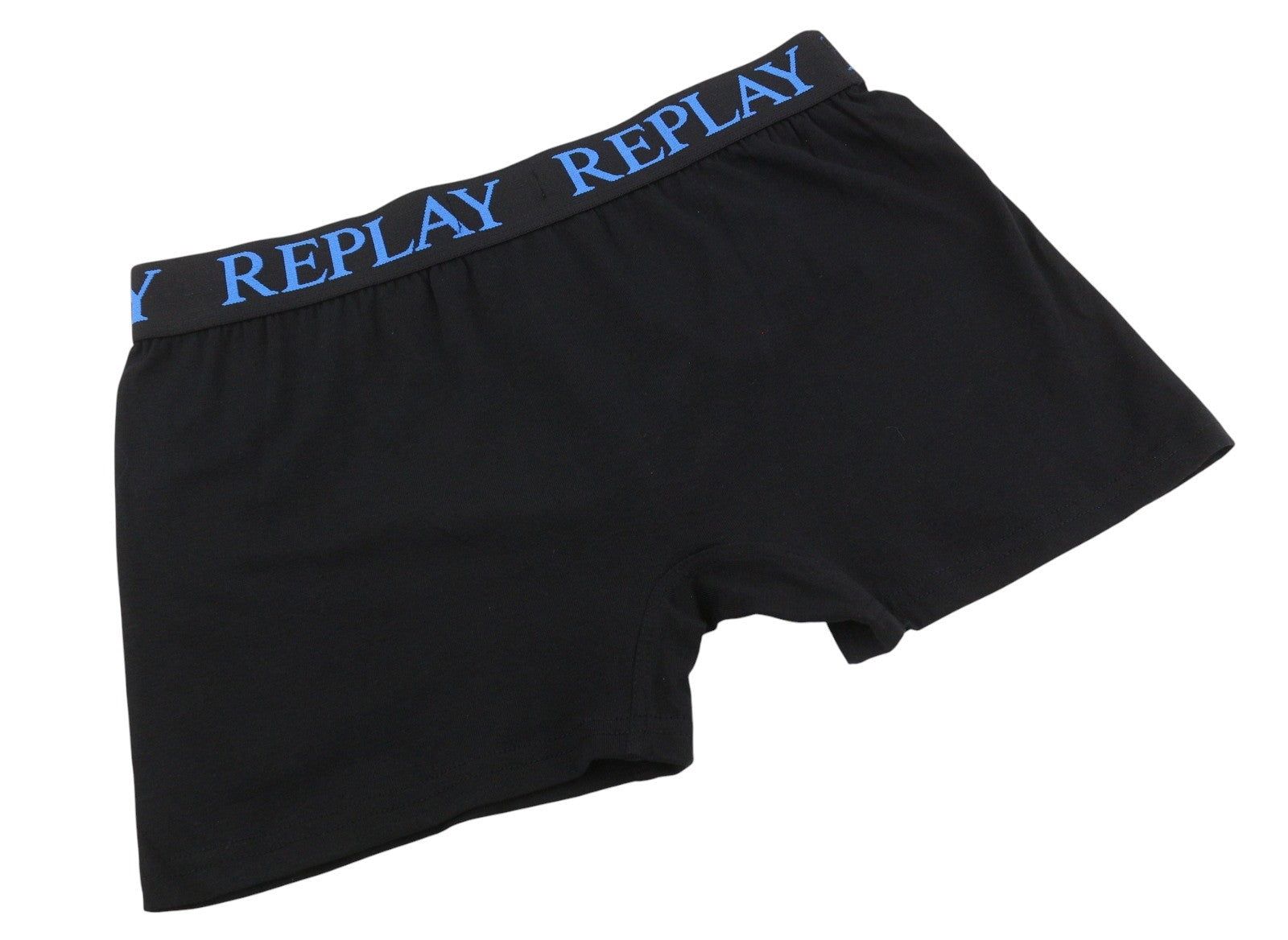 REPLAY Men Underwear L Black Elastic Waist Cotton Stretch Trunks 2 Pack