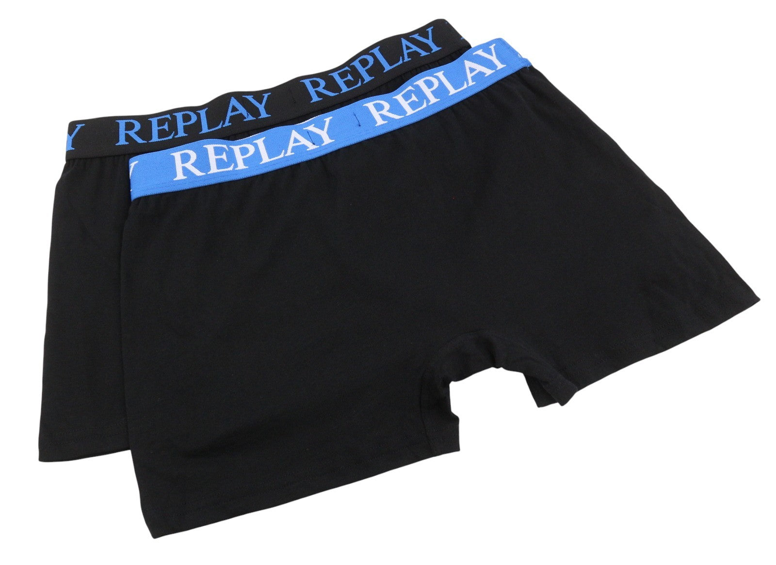 REPLAY Men Underwear XL Black Elastic Waist Cotton Stretch Trunks 2 Pack