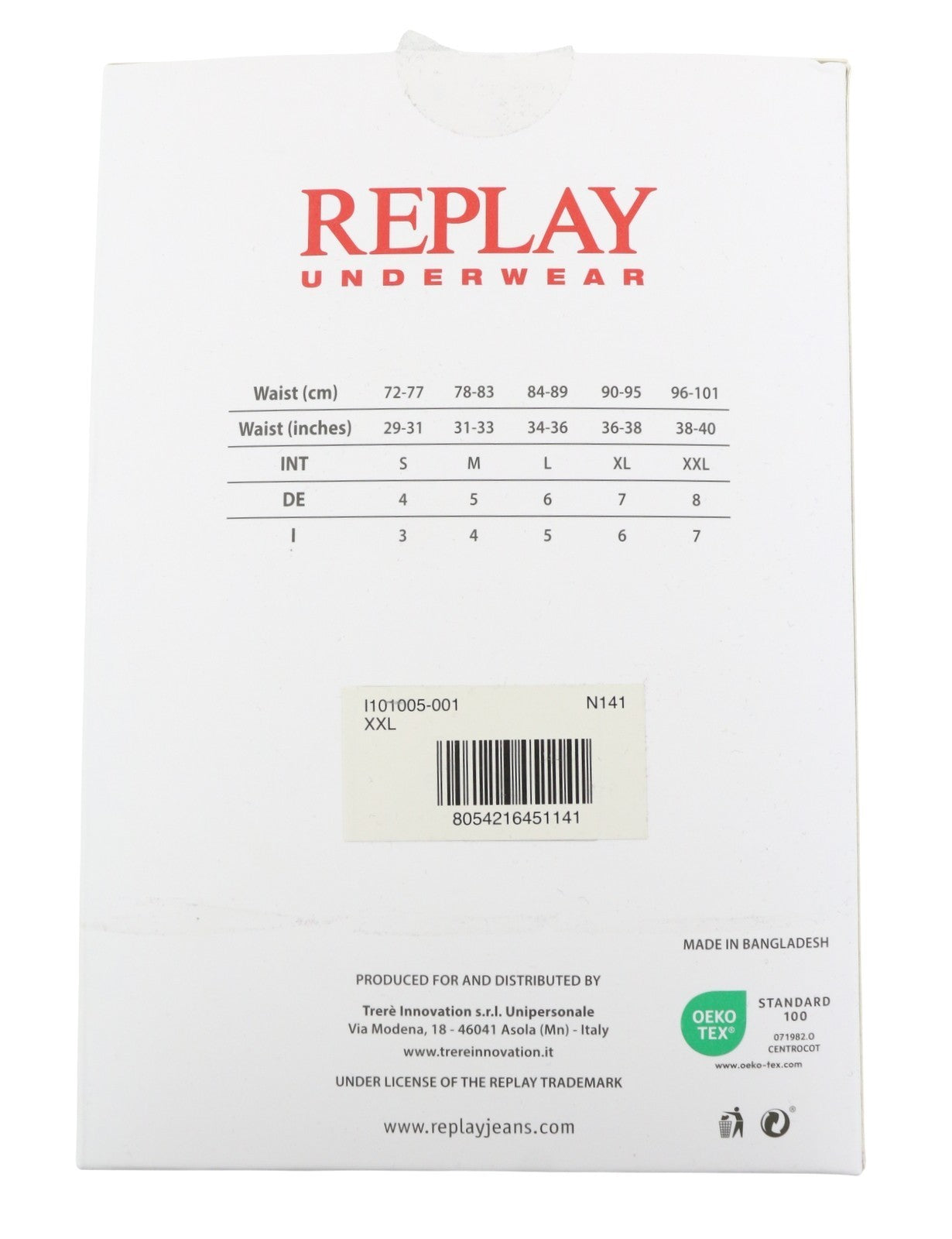 REPLAY Men Underwear 2XL Black Elastic Waist Cotton Stretch Trunks 2 Pack