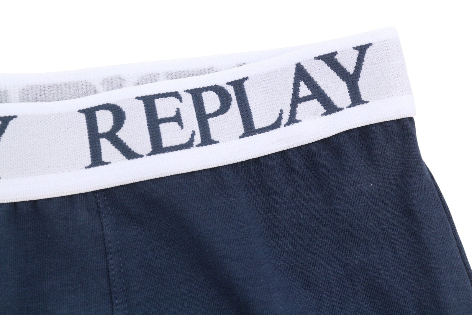 REPLAY Men Underwear L Blue Elastic Waist Cotton Stretchy Trunks 2 Pack