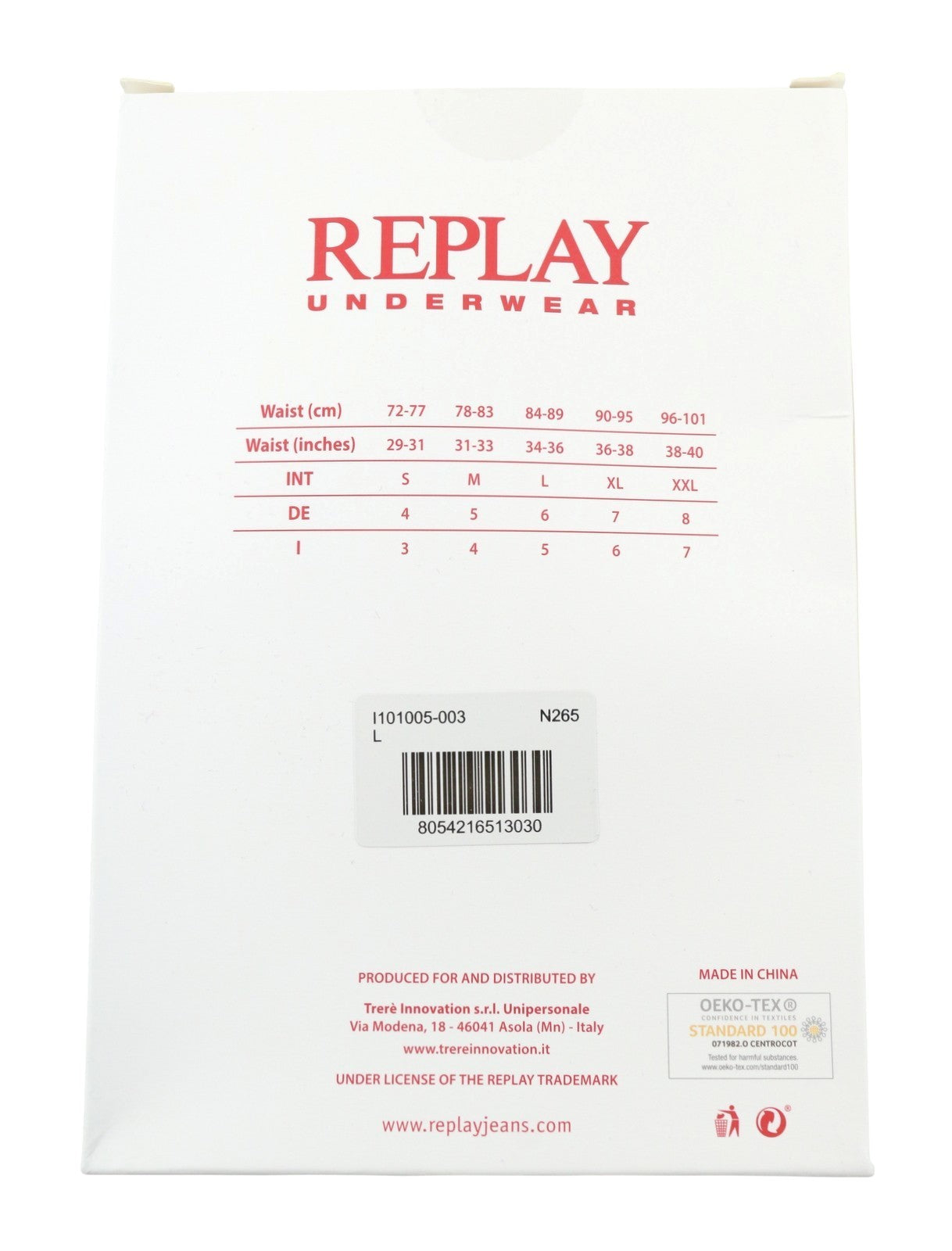 REPLAY Men Underwear L Blue Elastic Waist Cotton Stretchy Trunks 2 Pack