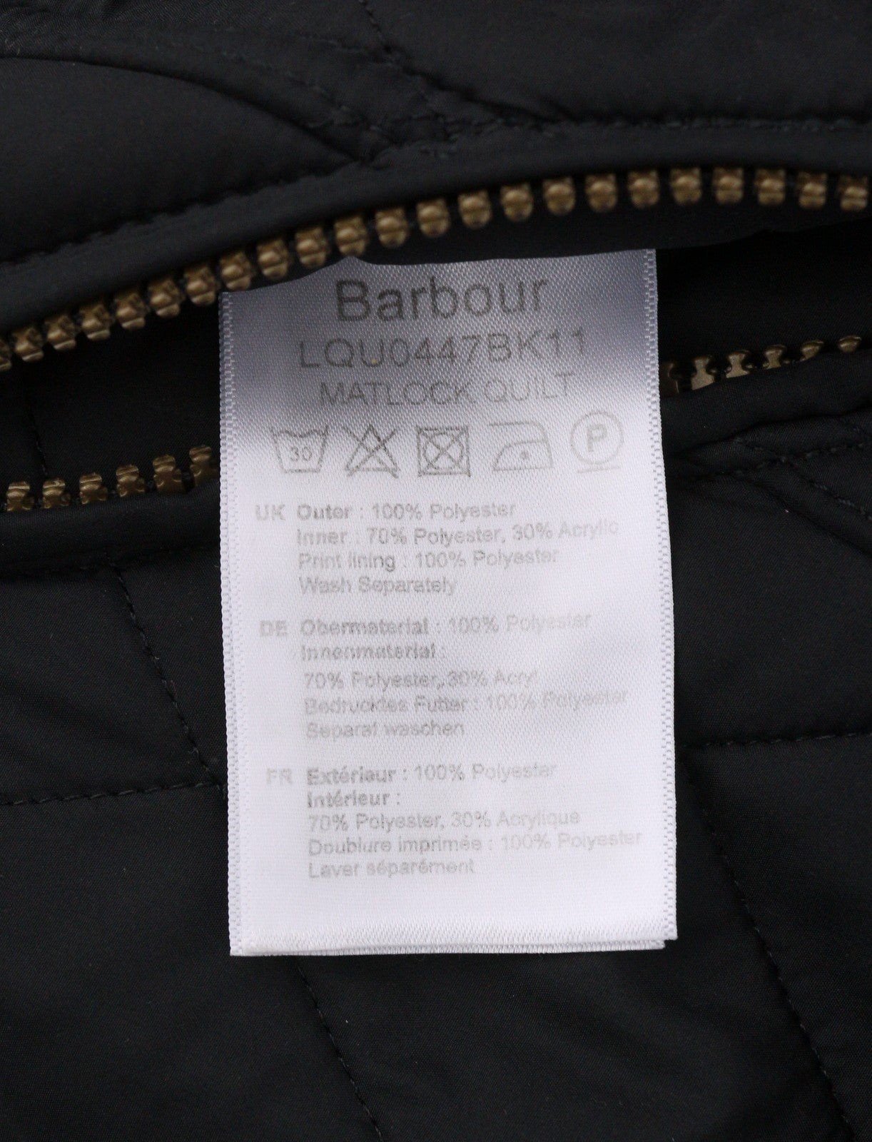 BARBOUR Matlock Quilt Women Jacket M Black Asymmetrical Zip Belted Sherpa