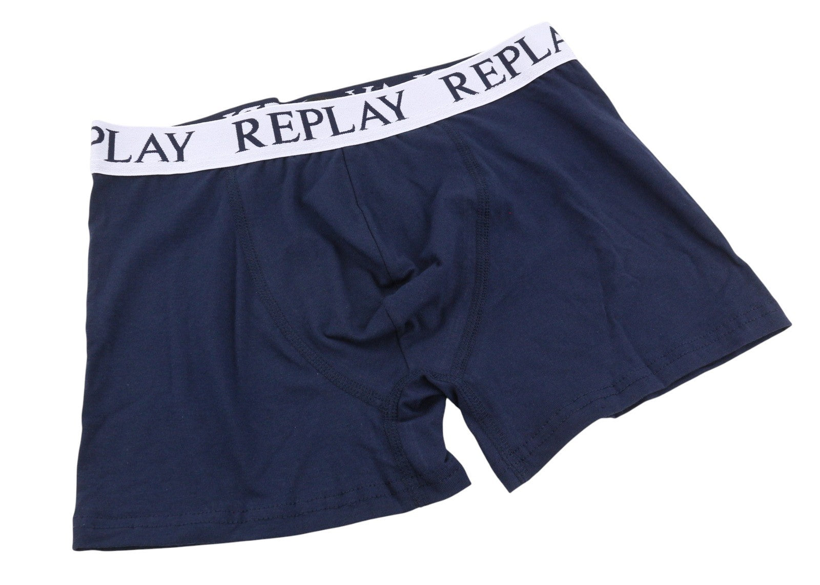 REPLAY Men Underwear M Blue Elastic Waist Cotton Stretchy Trunks 2 Pack