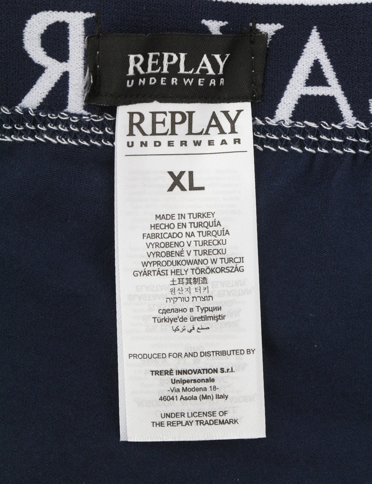 REPLAY Men Underwear XL Blue Elastic Waist Cotton Stretchy Trunks 2 Pack