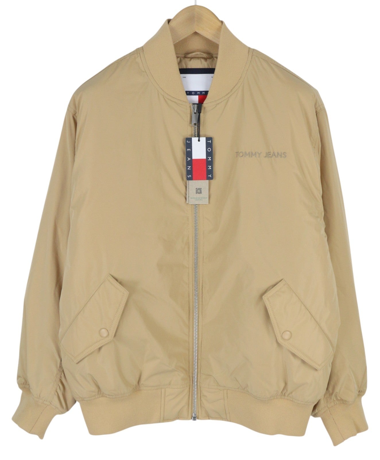 TOMMY HILFIGER Tjm Classics Bomber Men Jacket L Beige Padded Full Zip RRP209