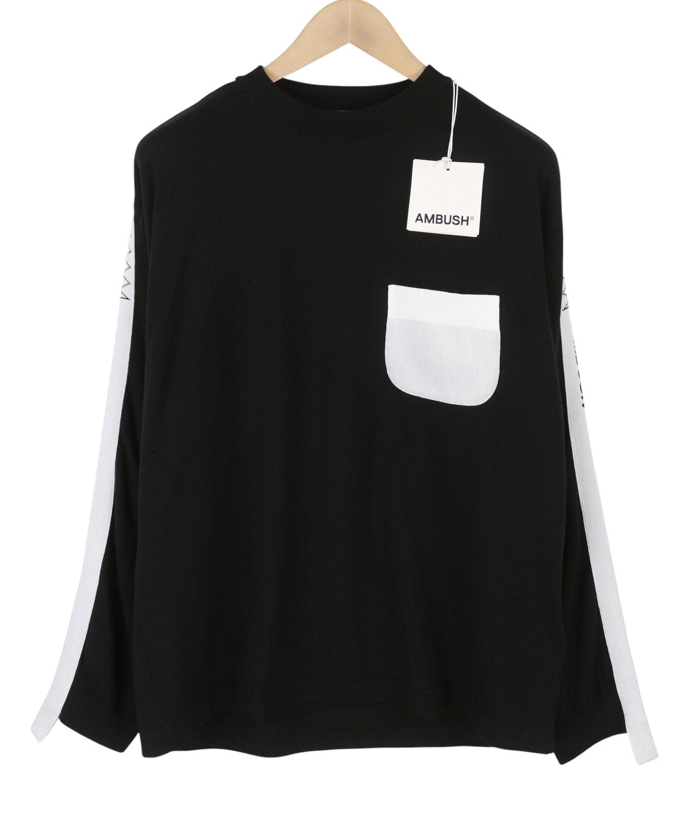 AMBUSH Taped Knit Men Jumper L Black Wool Blend Crew Neck Pull On RRP568