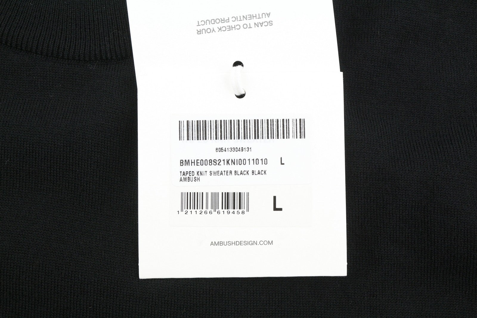 AMBUSH Taped Knit Men Jumper L Black Wool Blend Crew Neck Pull On RRP568