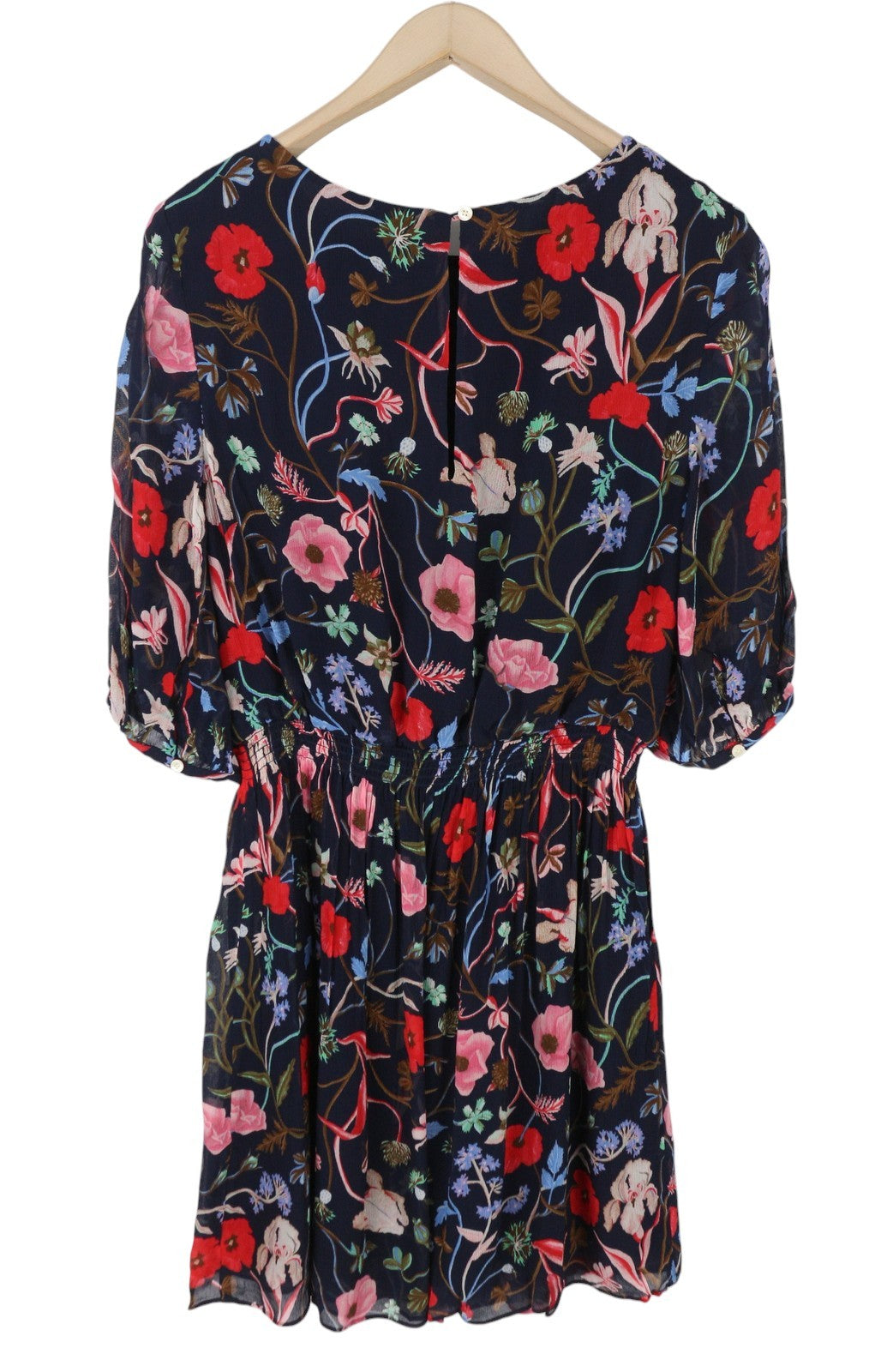 GANT Wild Floral Boatneck Women Dress EU36 Classic Blue Mini Crew Short Sleeve