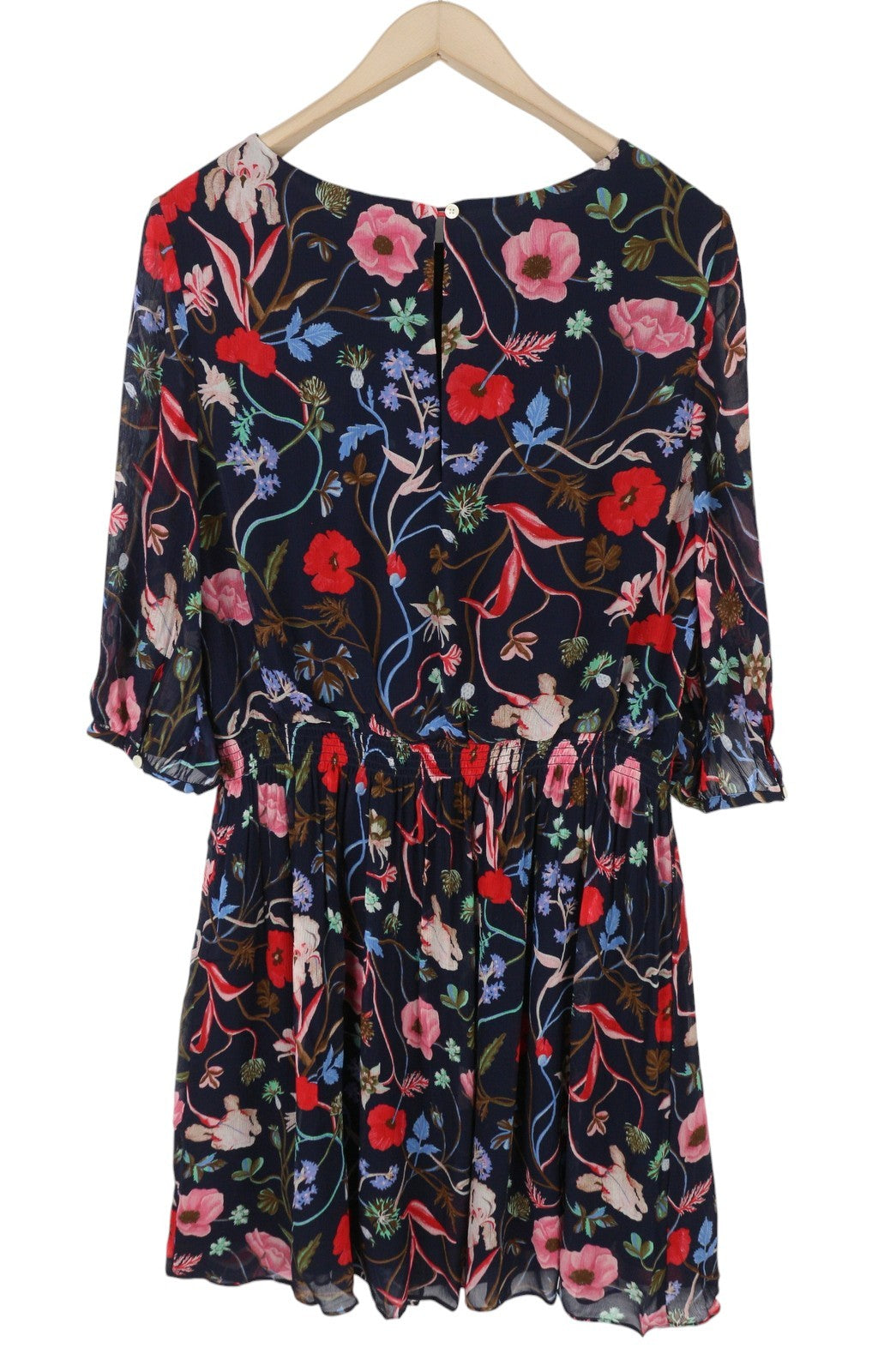 GANT Wild Floral Boatneck Women Dress EU42 Classic Blue Mini Crew Short Sleeve