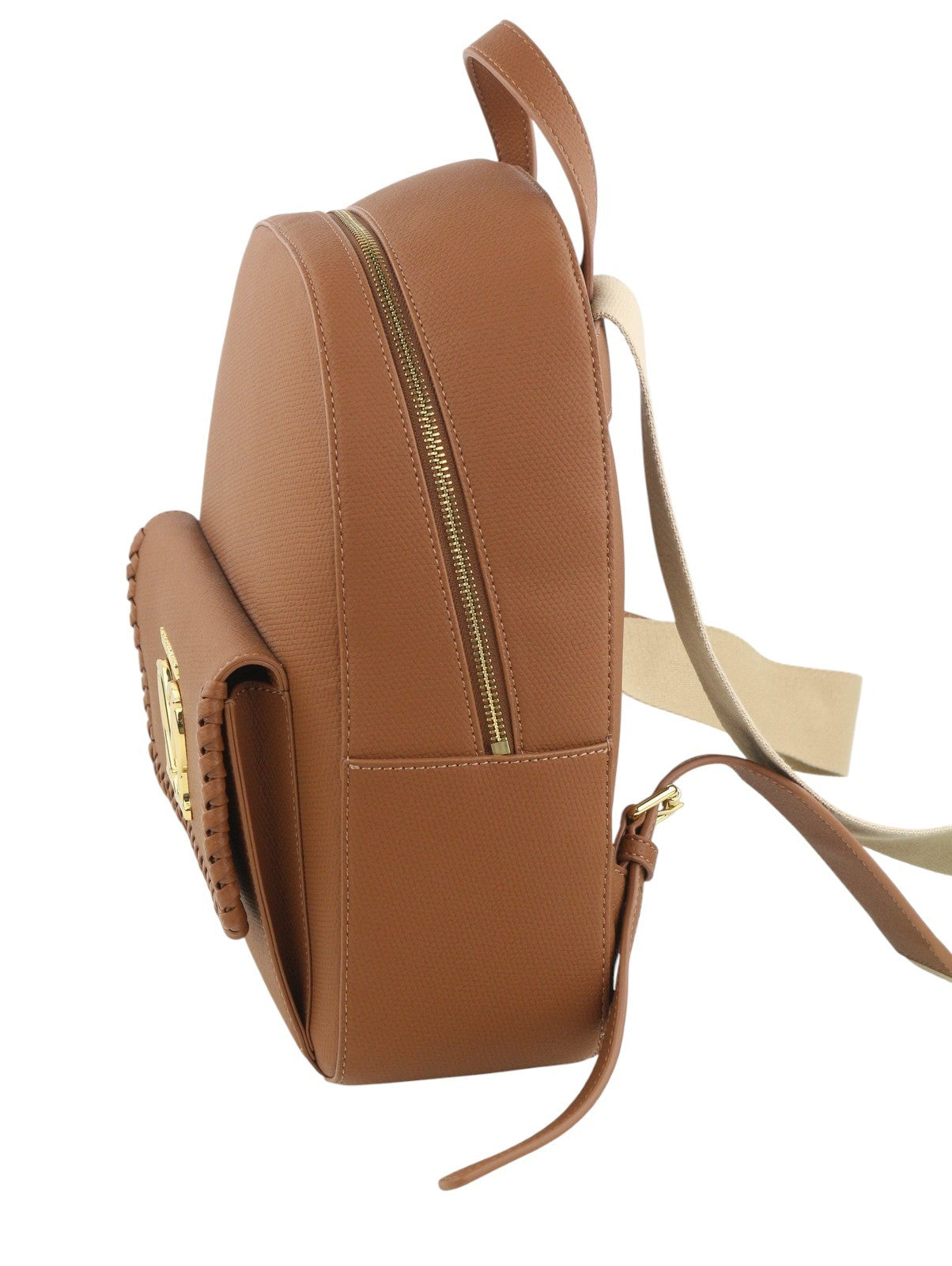 LOVE MOSCHINO Zaino PU Cammello Women Bag OS Brown Logo Zip Backpack