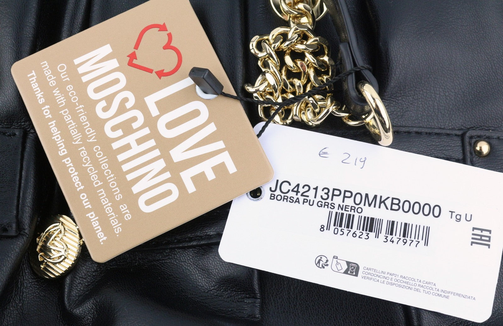 LOVE MOSCHINO Borsa PU Grs Nero Women Bag OS Black Gold Tone Handle