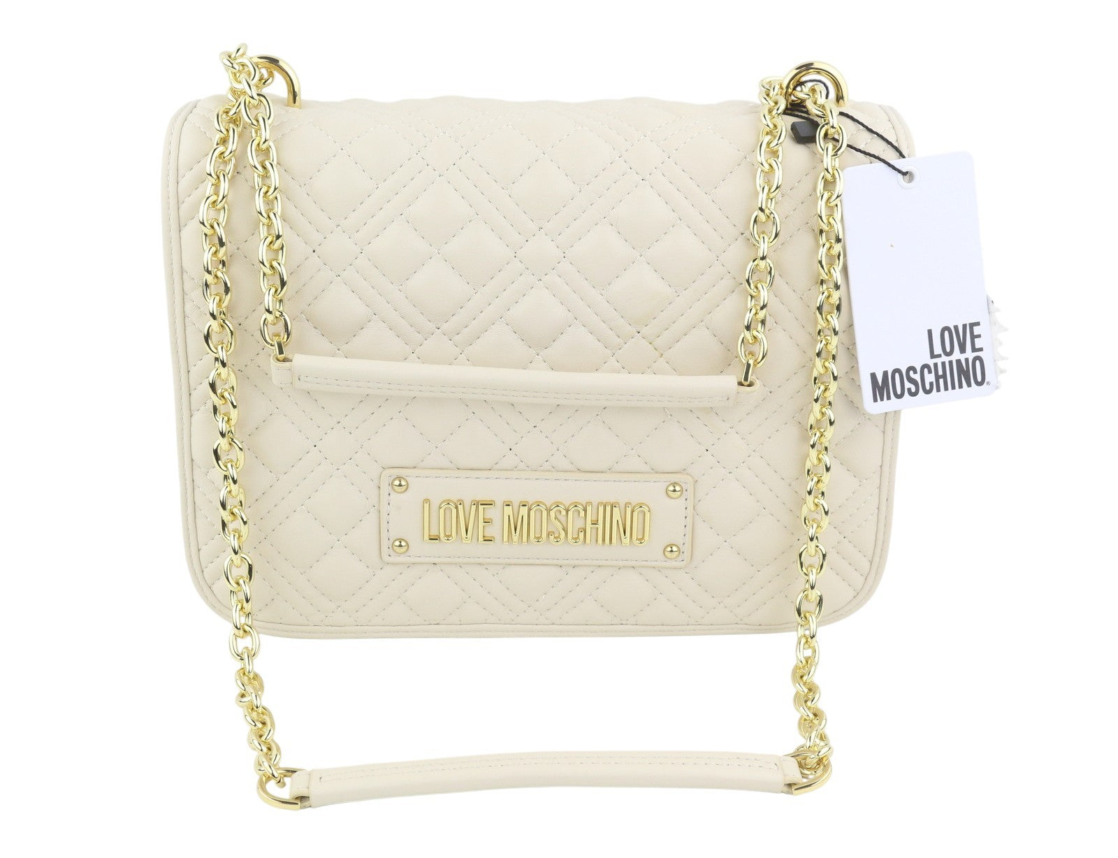 LOVE MOSCHINO Borsa Quilted PU Avorio Women Bag Beige Square Crossbody