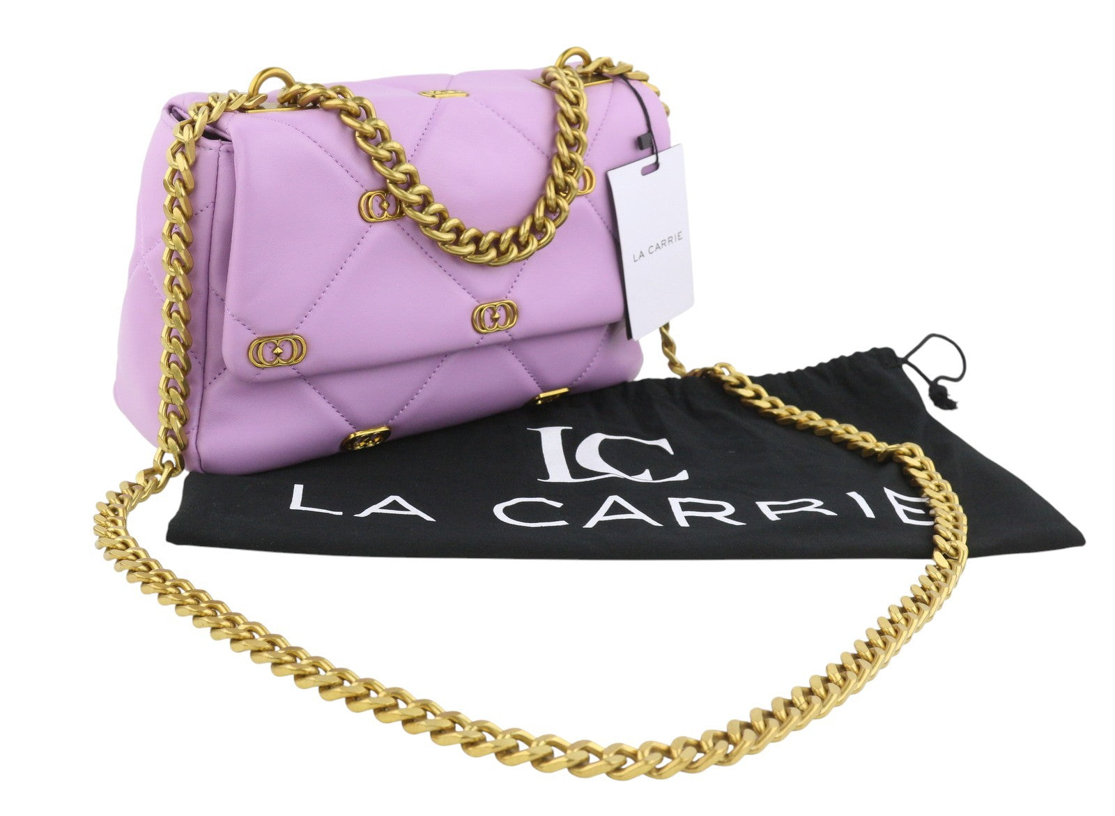 LA CARRIE Stich&Spun Logos Women Bag OS Purple Quilted Leather Crossbody