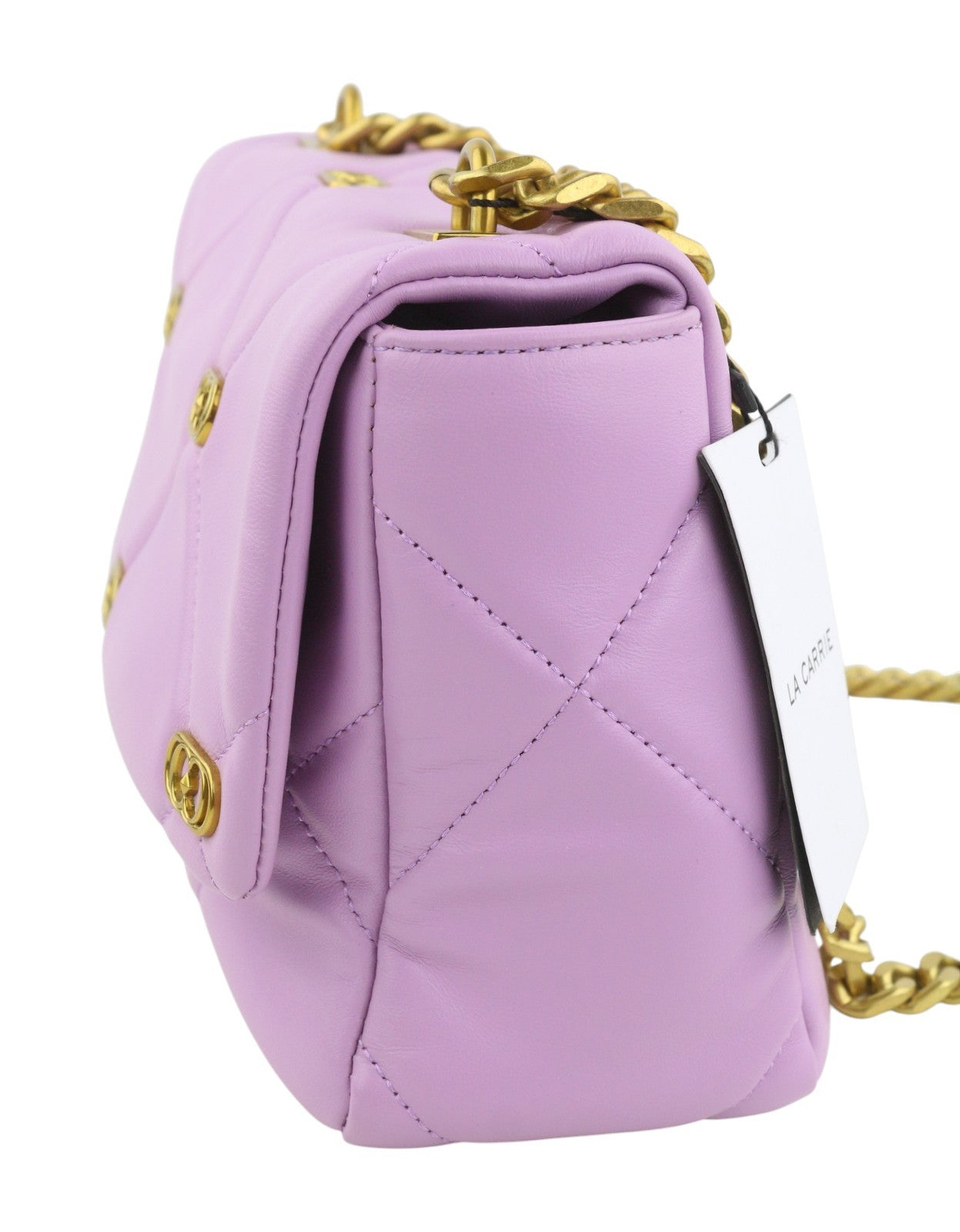 LA CARRIE Stich&Spun Logos Women Bag OS Purple Quilted Leather Crossbody
