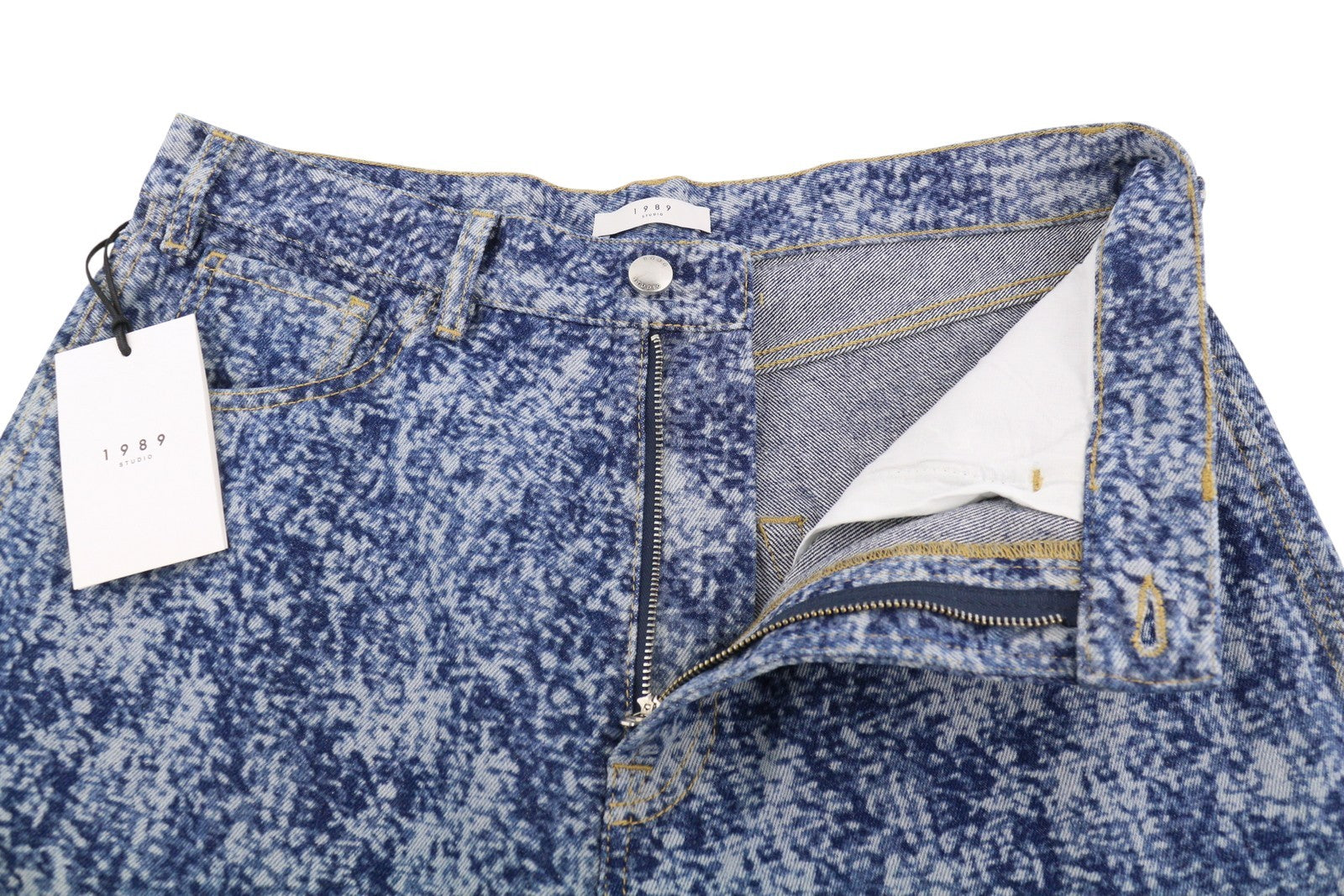 1989 STUDIO Marble Mastiff Denim Men Jeans W34 Blue Wide Fit Zip Fly RRP450