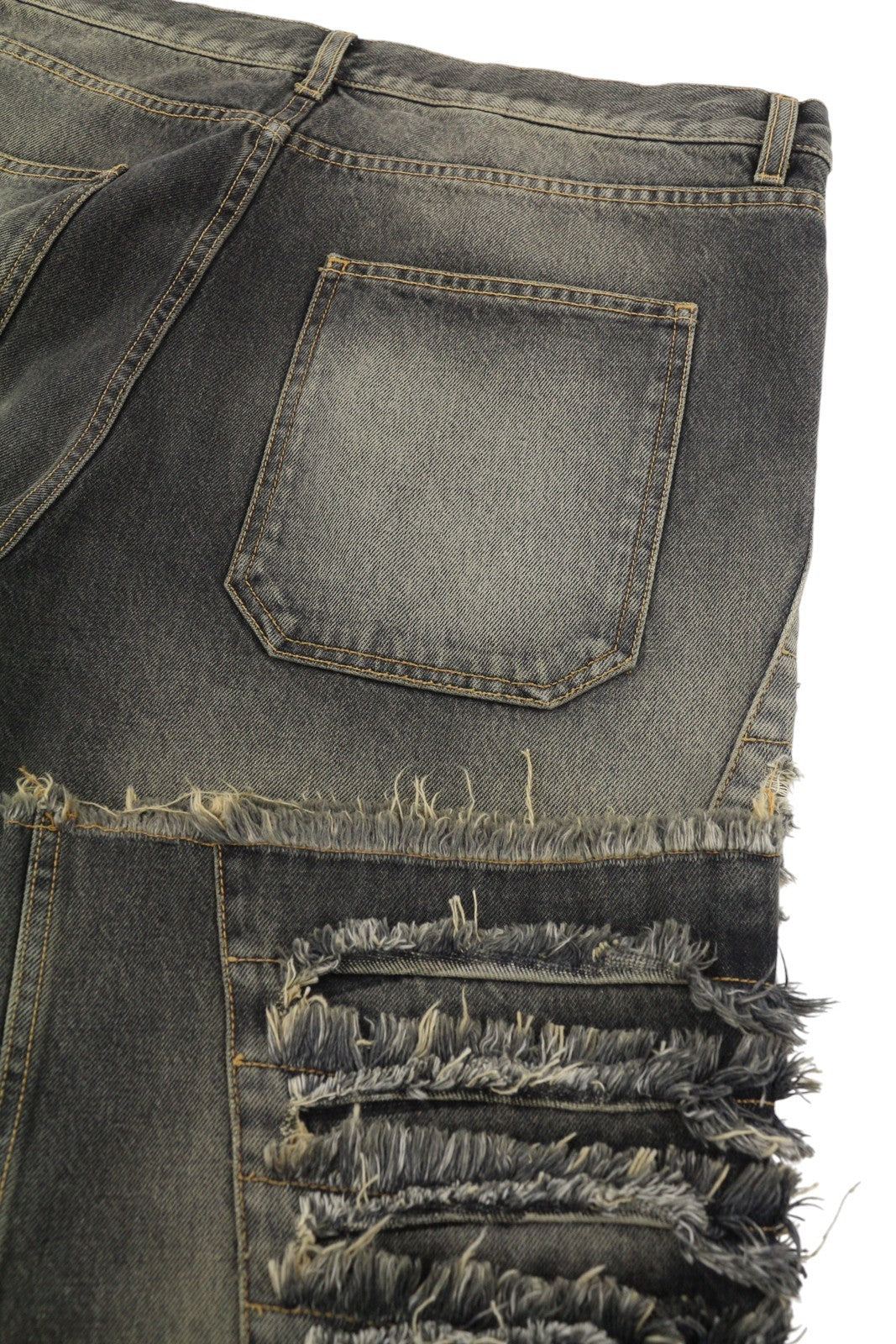 OFF-WHITE Men Jeans W34 Black Distressed Faded Button Fly Regular Fit AW25
