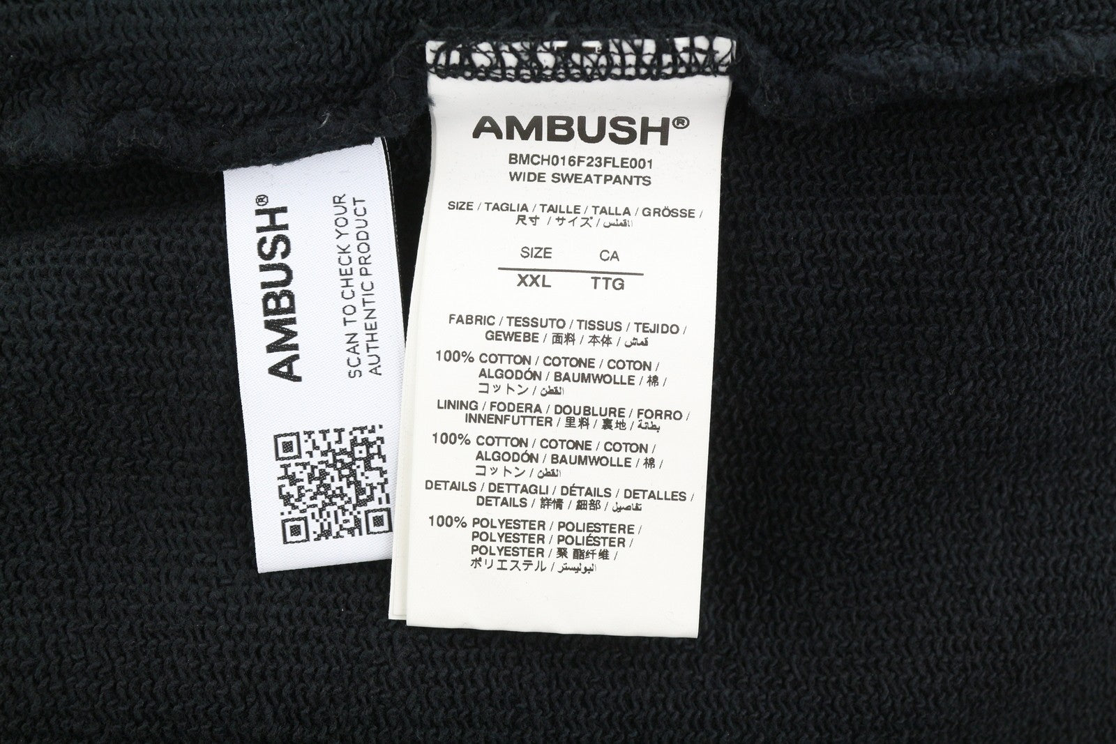 AMBUSH Wide Sweatpants Tap Shoe No Col Men Trousers 2XL Black Straight RRP550