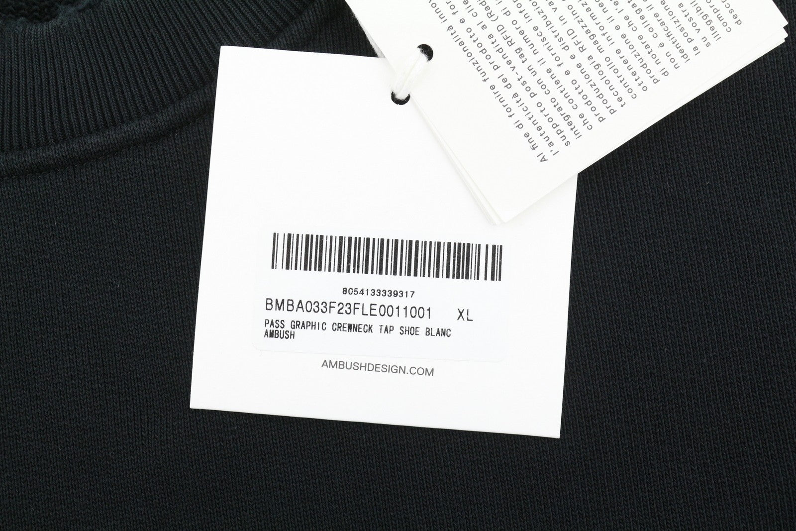 AMBUSH Pass Graphic Crewneck Tap Shoe Blanc Men Sweatshirt XL Distress RRP497