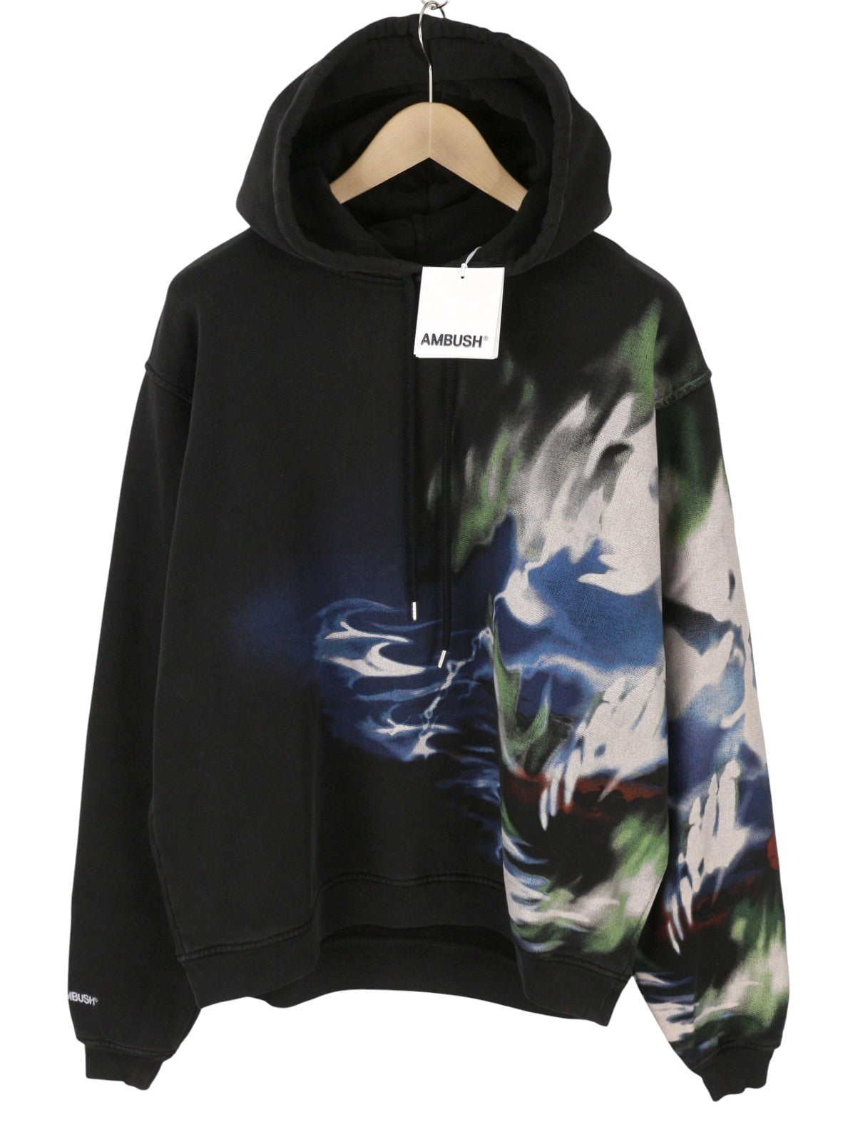 AMBUSH Graphic Tap Shoe Snorke Men Hoodie M Grey Patterned Pull On RRP565