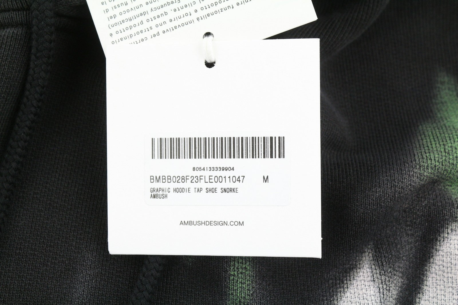 AMBUSH Graphic Tap Shoe Snorke Men Hoodie M Grey Patterned Pull On RRP565