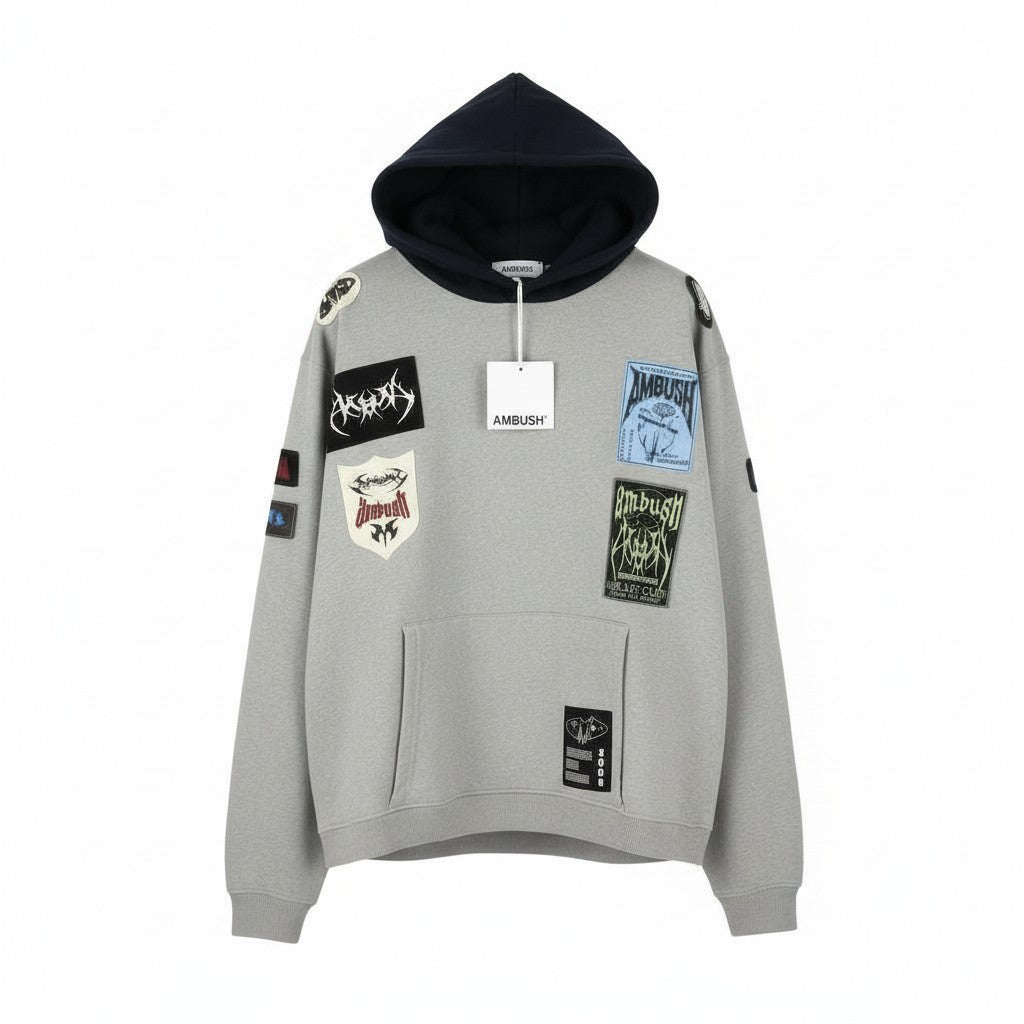 Hoodie aus Baumwolle mit Logo-Patchwork
