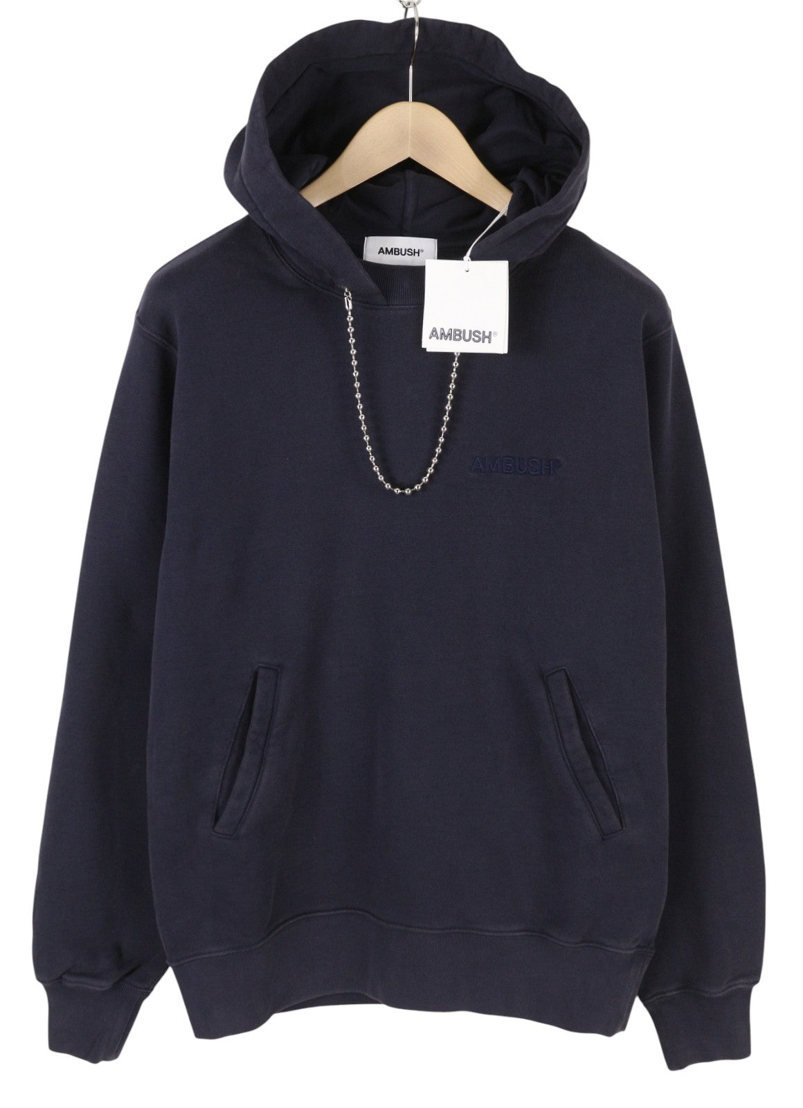 AMBUSH Ballchain Navy Men Hoodie M Faded Kangaroo Pocket Embroidery RRP1235