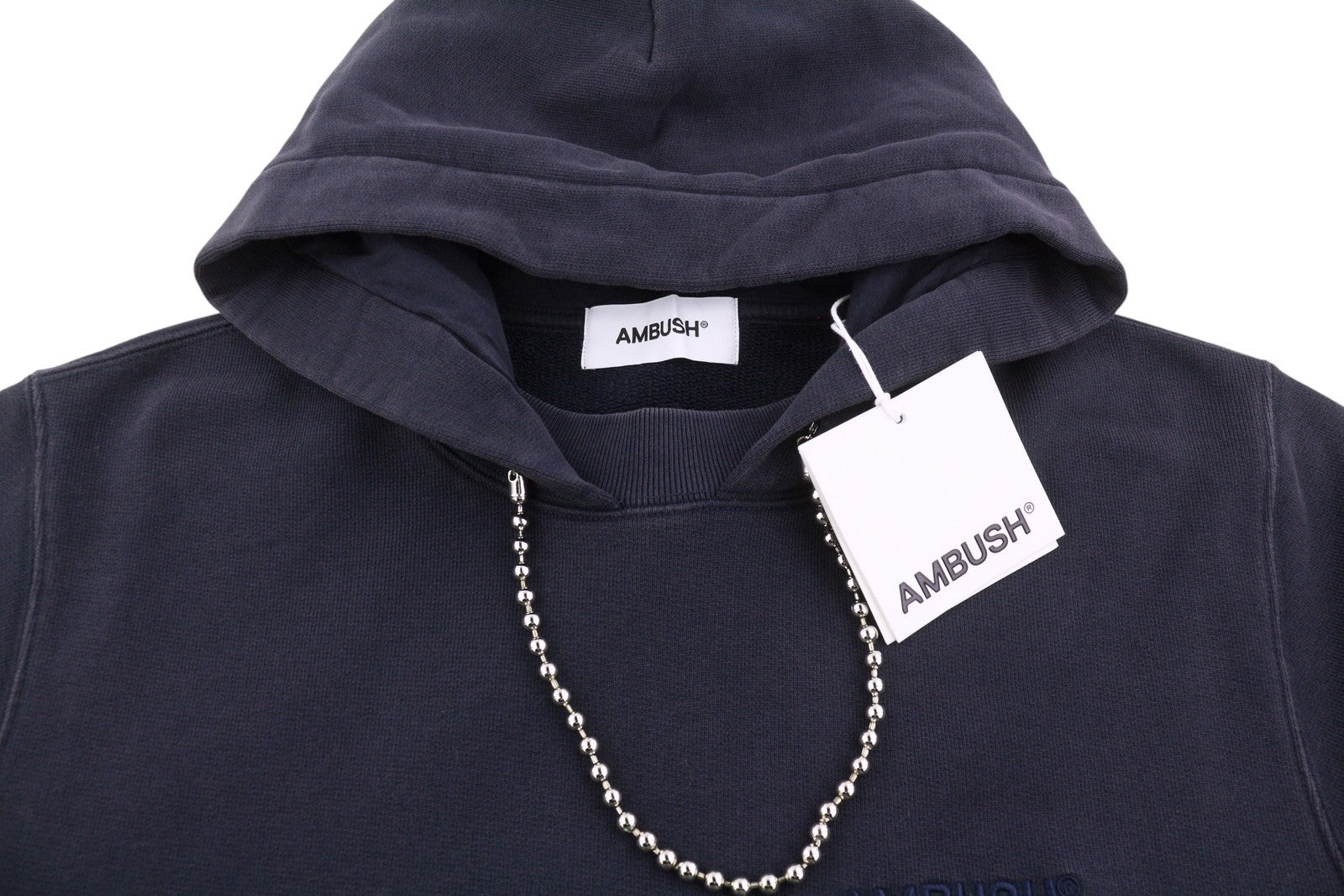 AMBUSH Ballchain Navy Men Hoodie M Faded Kangaroo Pocket Embroidery RRP1235