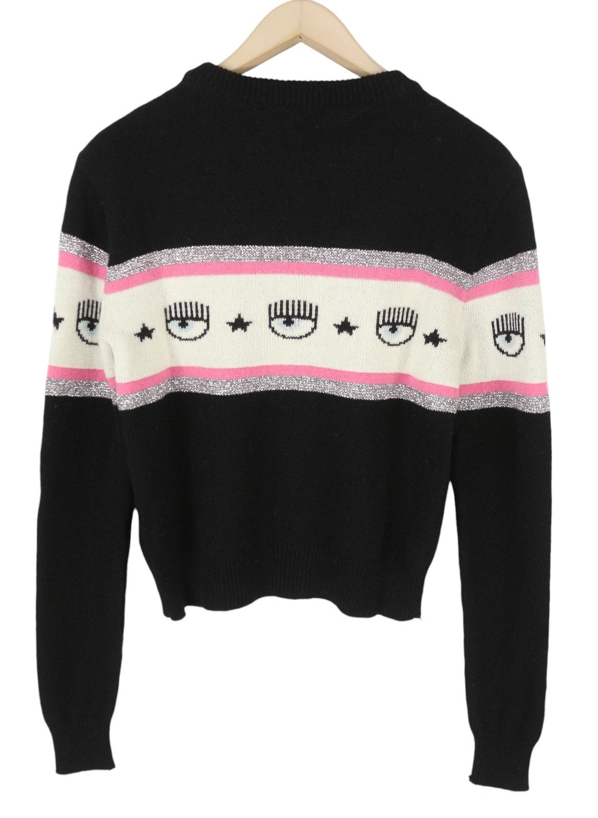 CHIARA FERRAGNI Maxilogo Mania Women Jumper S Wool Cashmere Crop RRP248