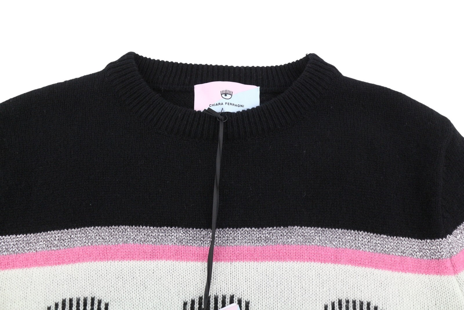 CHIARA FERRAGNI Maxilogo Mania Women Jumper S Wool Cashmere Crop RRP248