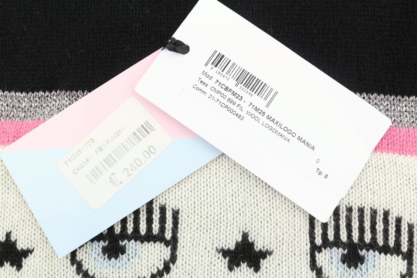 CHIARA FERRAGNI Maxilogo Mania Women Jumper S Wool Cashmere Crop RRP248