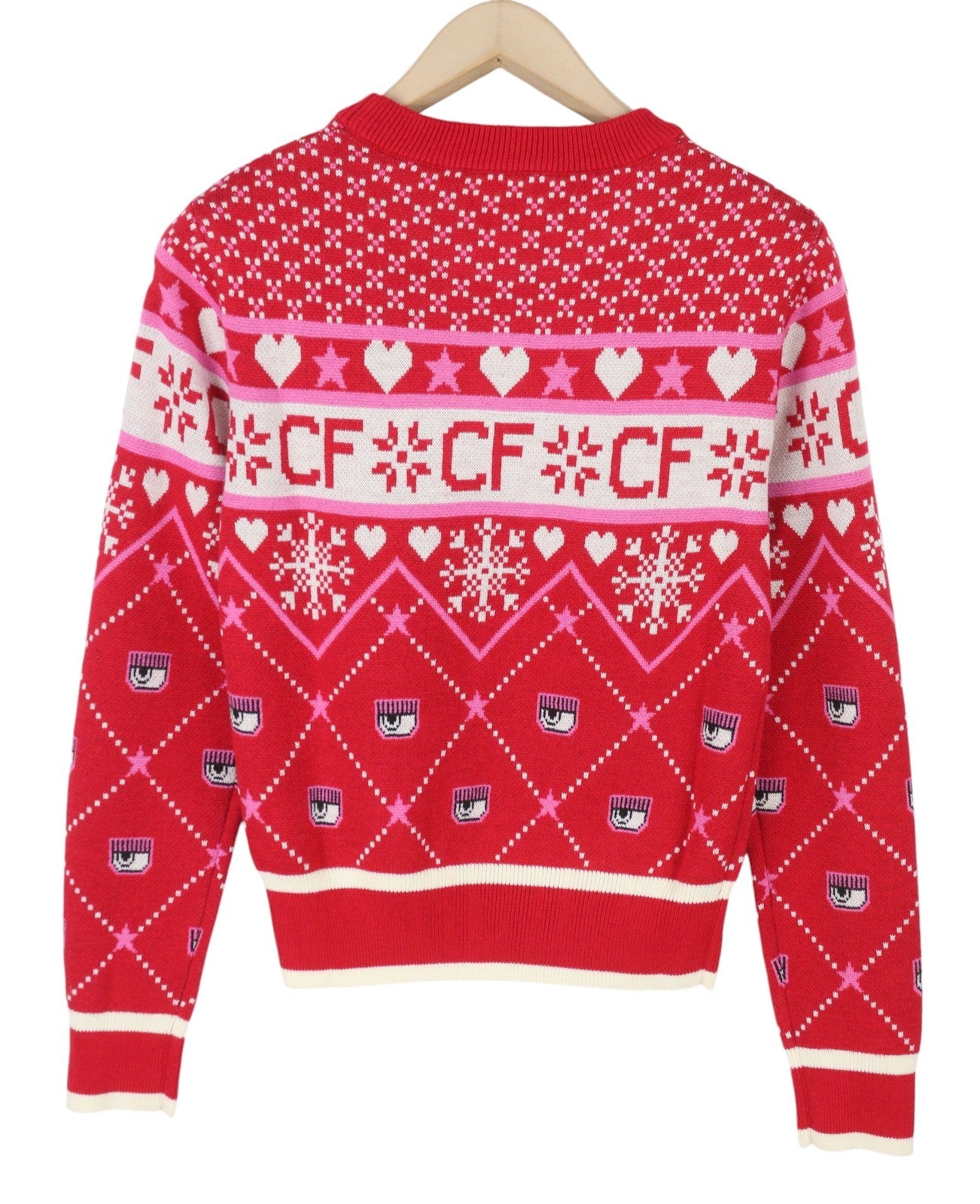 CHIARA FERRAGNI Norway Women Jumper S Red Wool Blend Xmas Knit