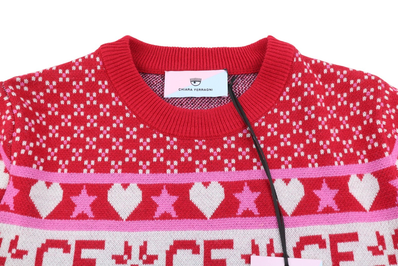 CHIARA FERRAGNI Norway Women Jumper S Red Wool Blend Xmas Knit