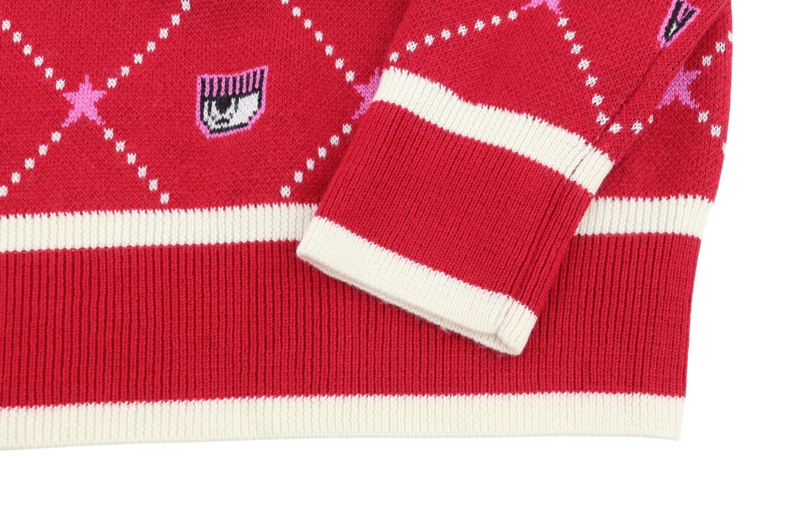 CHIARA FERRAGNI Norway Women Jumper S Red Wool Blend Xmas Knit