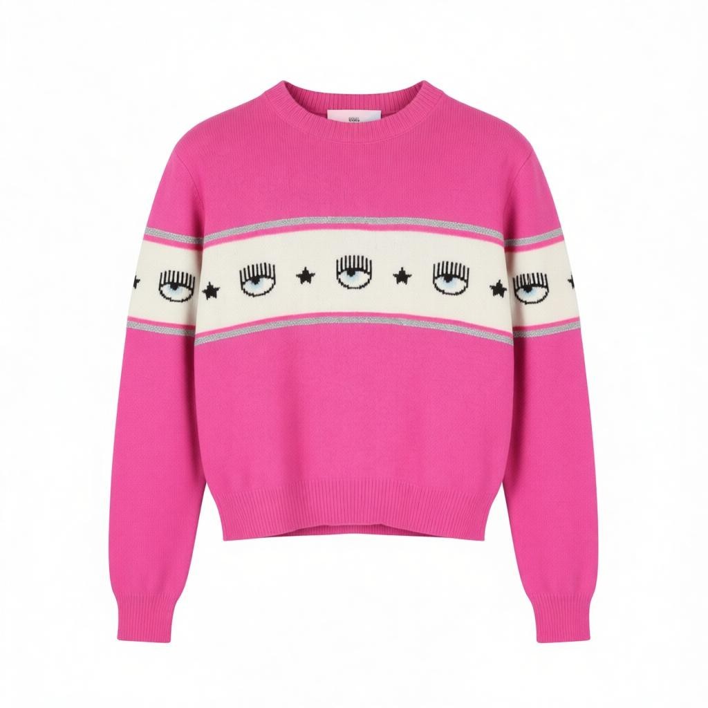 CHIARA FERRAGNI Maxilogo Mania Women Jumper S Cashmere Wool Crop RRP248