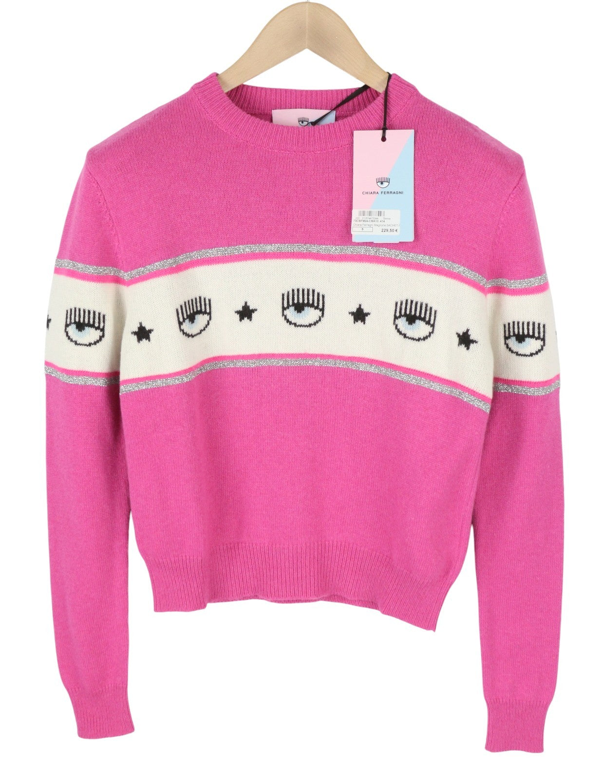 CHIARA FERRAGNI Maxilogo Mania Women Jumper S Cashmere Wool Crop RRP248