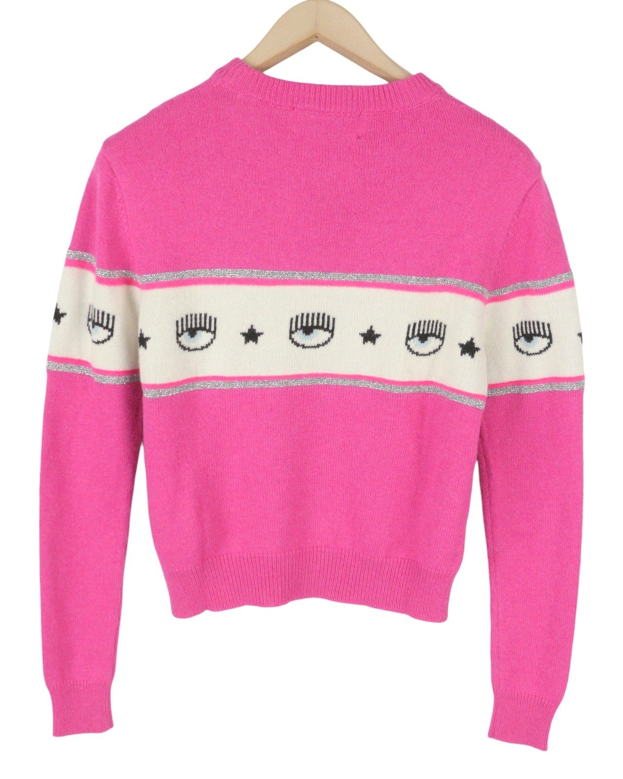 CHIARA FERRAGNI Maxilogo Mania Women Jumper S Cashmere Wool Crop RRP248