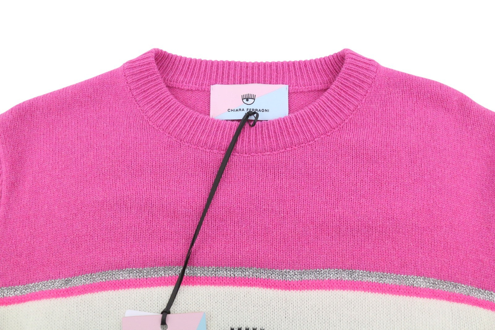 CHIARA FERRAGNI Maxilogo Mania Women Jumper S Cashmere Wool Crop RRP248