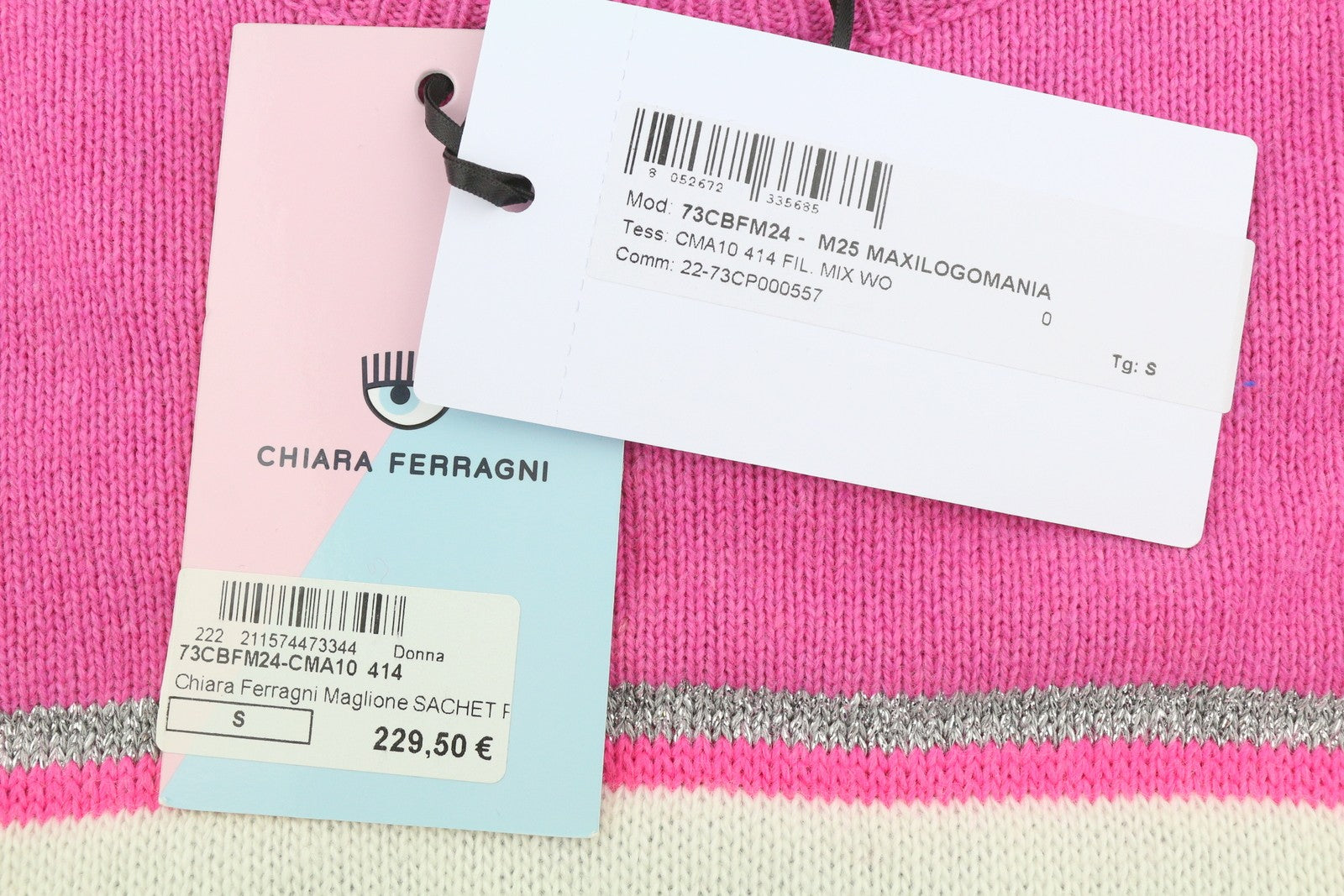 CHIARA FERRAGNI Maxilogo Mania Women Jumper S Cashmere Wool Crop RRP248