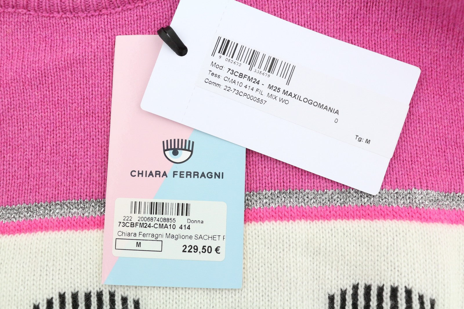 CHIARA FERRAGNI Maxilogo Mania Women Jumper M Cashmere Wool Crop RRP248