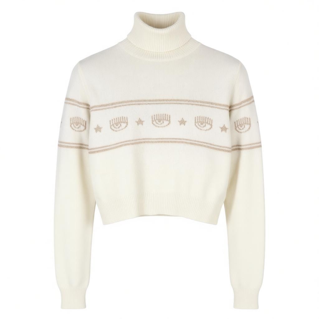 Weißer Strickpullover