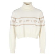 CHIARA FERRAGNI Women Jumper 2XS White Wool Cashmere Crop Knit RRP225
