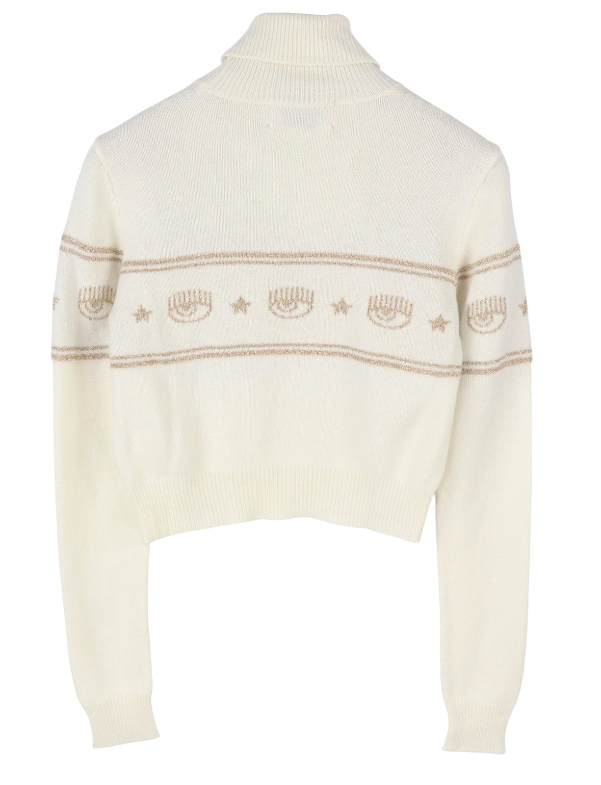 CHIARA FERRAGNI Women Jumper 2XS White Wool Cashmere Crop Knit RRP225