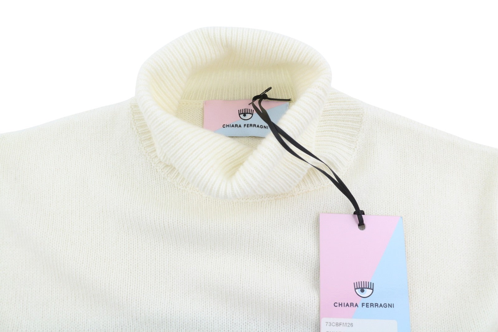 CHIARA FERRAGNI Women Jumper 2XS White Wool Cashmere Crop Knit RRP225