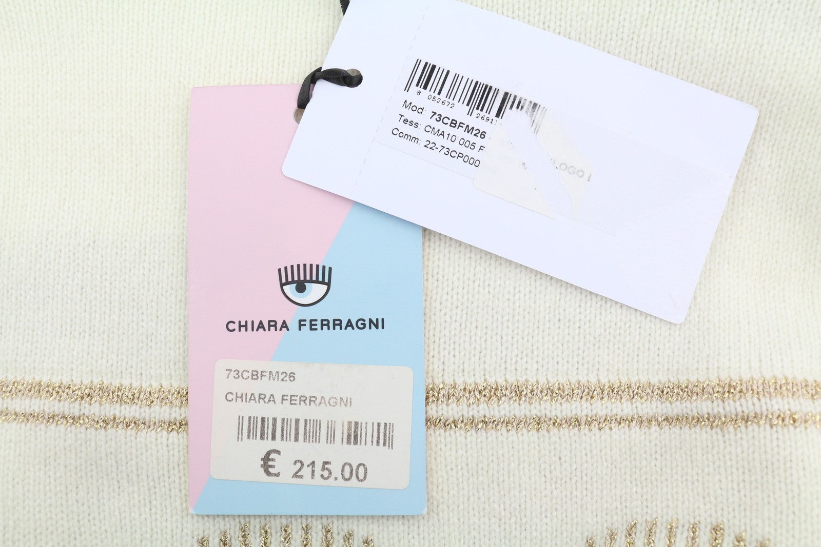 CHIARA FERRAGNI Women Jumper 2XS White Wool Cashmere Crop Knit RRP225